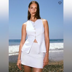 Reformation Aspen linen vest top & matching Veranda linen skirt (sold out) NEW